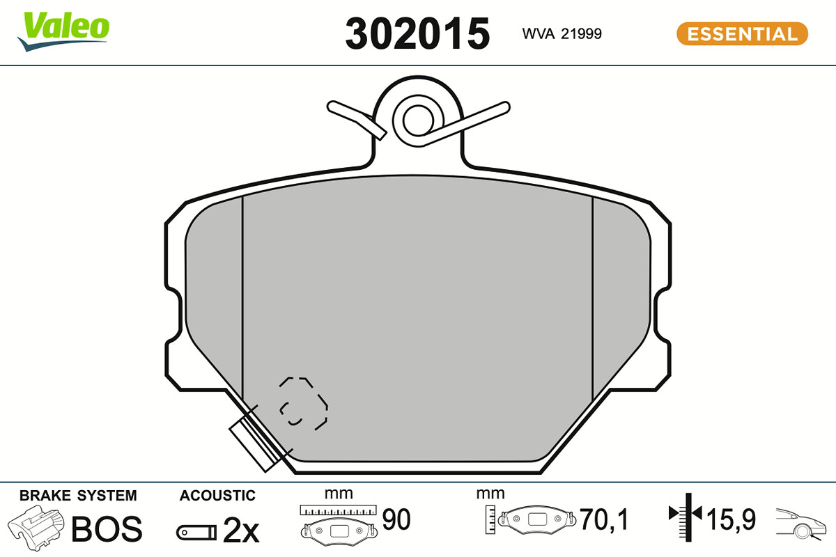 Jeu de 4 plaquettes de frein VALEO ref. 302015